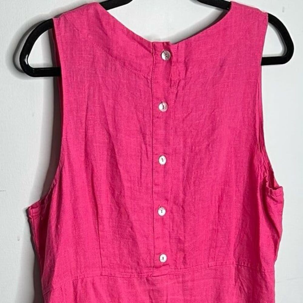 Flax Pink Linen Midi Dress Size Medium - Picture 4 of 8